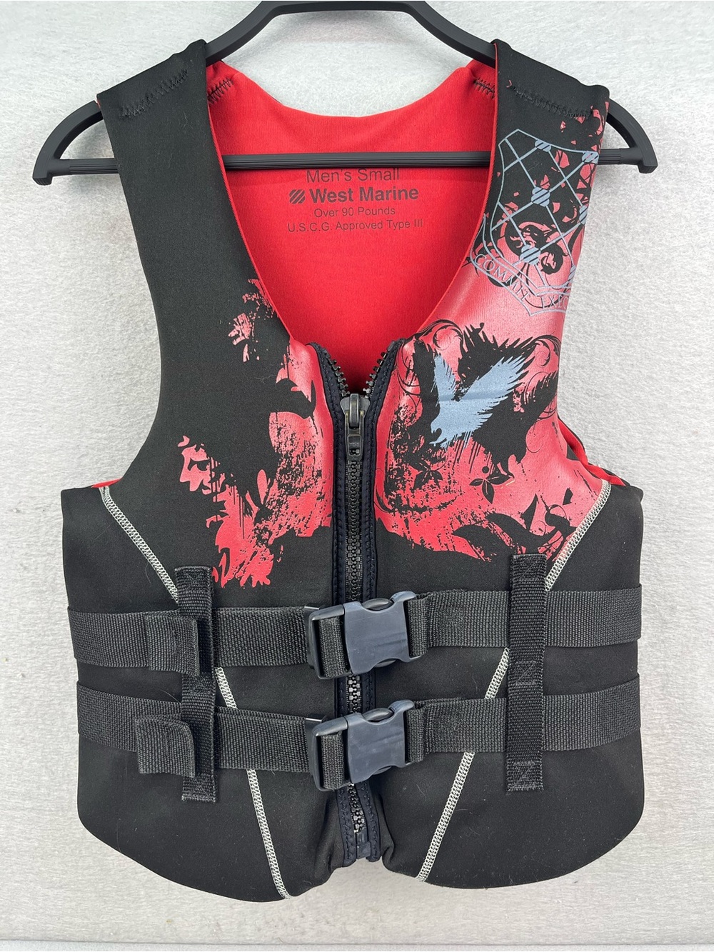 West Marine Life Jacket Mens Size Small Black Red USCG Approved Type III 3